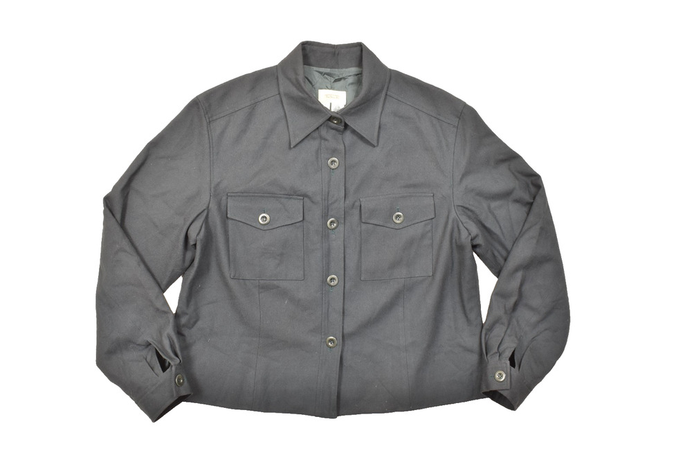 Talbots Vintage Women Size 12 Black 100% Pure New Wool Shirt Jacket Made in USA